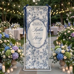 Personalized Wedding Welcom Sign, Linen Fabric Banner, Engagement Table Runner
