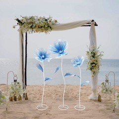 3pcs Blue Giant Artificial Flower 1.2/1.4/1.7m Decoration for Wedding Background