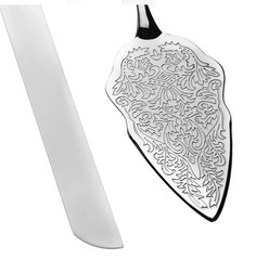 Ella Celebration 2-Piece Cake Knife & Server Set, Silver Glossy Floral