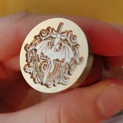 Wax Seal Stamp, Dragon and Sword Design, Removable Brass Head, Wooden Handle