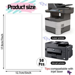 50 Pack 5×7 Cardstock Paper, 80lb White Thick inches, white