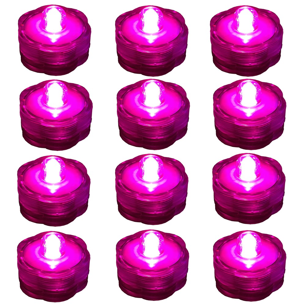 12 PINK Led SUBMERSIBLE Waterproof Floral Decor Wedding centerpiece Tea Light