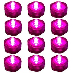 12 PINK Led SUBMERSIBLE Waterproof Floral Decor Wedding centerpiece Tea Light