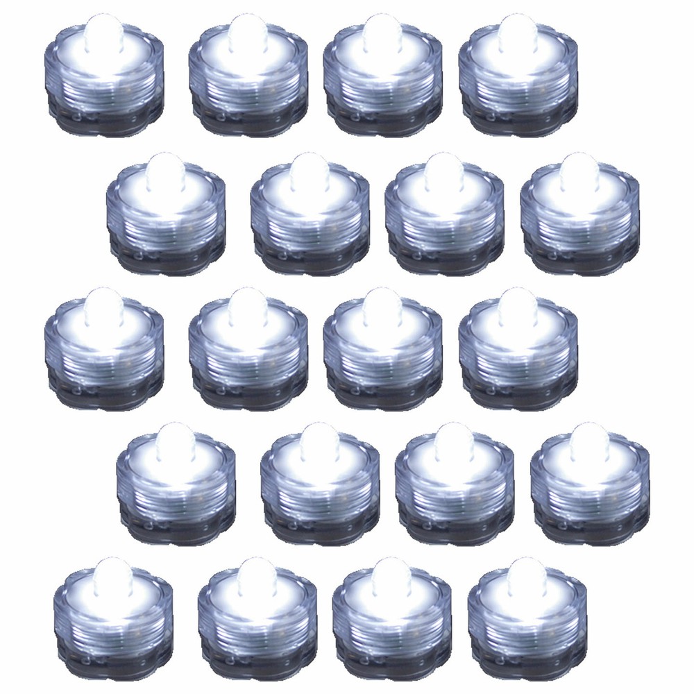 20 Pack White Submersible Waterproof Underwater Battery LED Tea Light Wedding