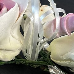 Vintage Porcelain Flowers on Wire Wedding Corsage Pink Handcrafted Unique