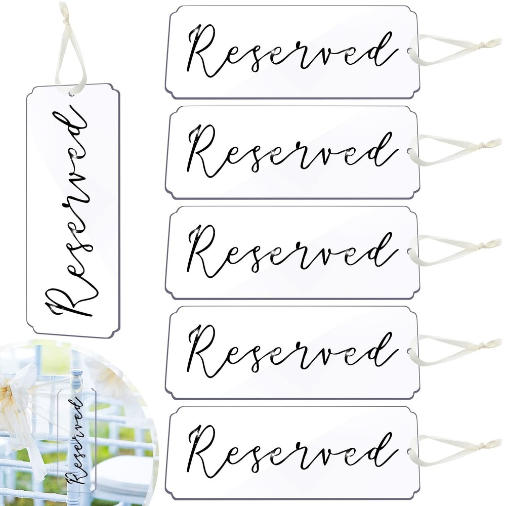 6 Pieces Reserved Signs for Wedding Chairs Acrylic Tag Reserved Signs Hanging…