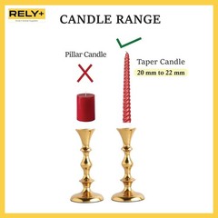 Rely+ Gold Candle Holders Set of 2 Decorative Centerpiece Table Medium,