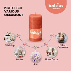 Bolsius 4 Pack Orange Rustic Pillar Candles – 2.75 X 5 Inches – Premium