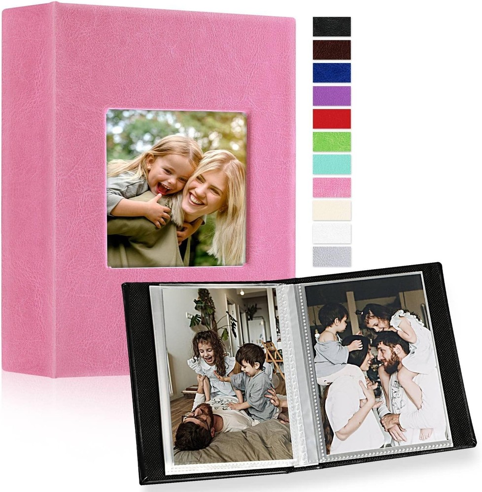 Photo Album 4×6 50 Pockets 2 Packs, Small Mini Capacity Leather Photo Albums, Ea