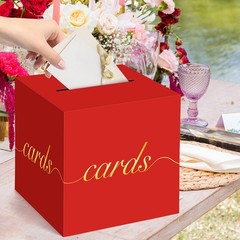 Red Card Box Gold Foil Slot Receiving Money Wedding Birthday Anniversary