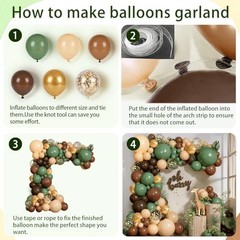 Sage Balloons Arch Kit, Woodland Safari Balloon with Sage Green Brown Gold