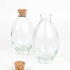 Magic Season Decorative Glass Bottles with Cork Stoppers (6 fl Transparent