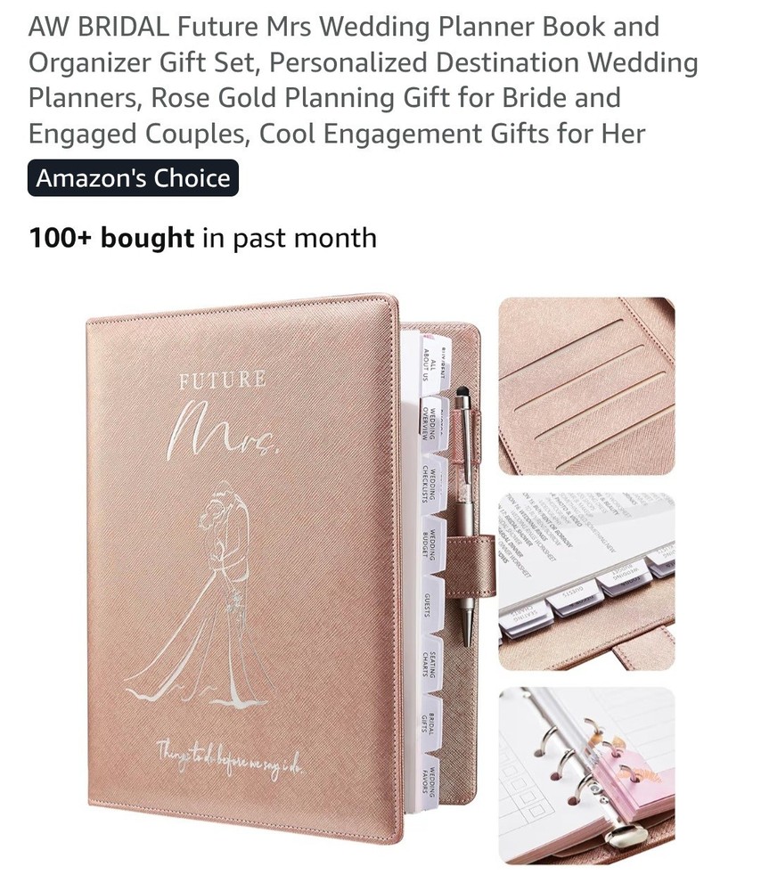 AW Bridal «Future Mrs» Wedding Planner-Rose Gold-Leather-NEW OUT OF PKG