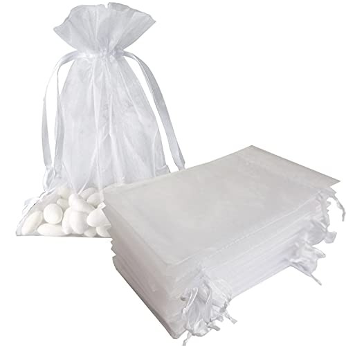 5×7 Inch Organza Gift Bag with Drawstring for Jewelry,Candy,50 5×7 Inches White