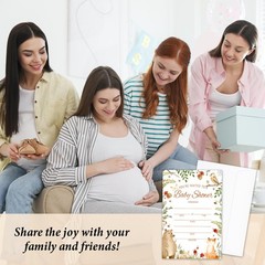 AWDSTN Woodland Baby Shower Invitations with 4×6 inches, white, brown