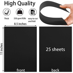 Twavang 25 Sheets Black Cardstock Paper 8.5» x 11», x