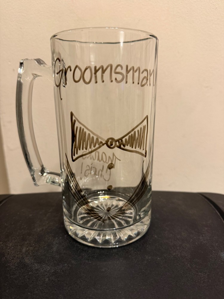 Groomsman Beer Mug Large 26 oz Glass Wedding