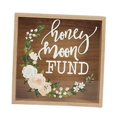 Honey Moon Fund Box, Rustic Wood Wedding Card Box with Honey Moon Fund (Floral)
