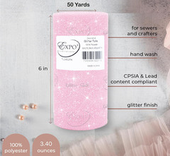 Decorative Fancy Foil Polka Dot Tulle, Roll/Spool of 6” X 50 Yards, Lightweight