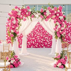 104PCS Hydrangea Artificial Flowers, Artificial Hydrangea Flowers Rose Red