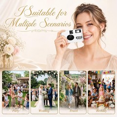 Entallor 6 Pack Disposable Cameras Bulk for Wedding with 6 Pack, White