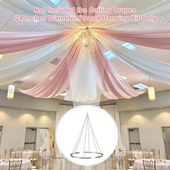 Ceiling Drape Hanging Kit 24 Inch Silver Ceiling Hanging Ring Metallic Hoop Ring