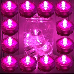 12 PINK Led SUBMERSIBLE Waterproof Floral Decor Wedding centerpiece Tea Light