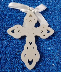 White Cross Ornament – Religious Wedding Baptism Communion