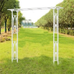 82″ Iron Metal Garden Gate Pergola Pavilion Arch Outdoor Lawn f/ Climbing Plant