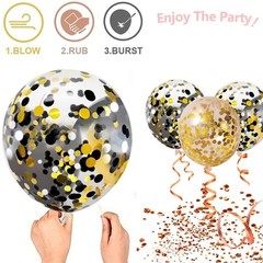 Zesliwy Black Gold Confetti Balloons 12 Inch (Pack of 50), White