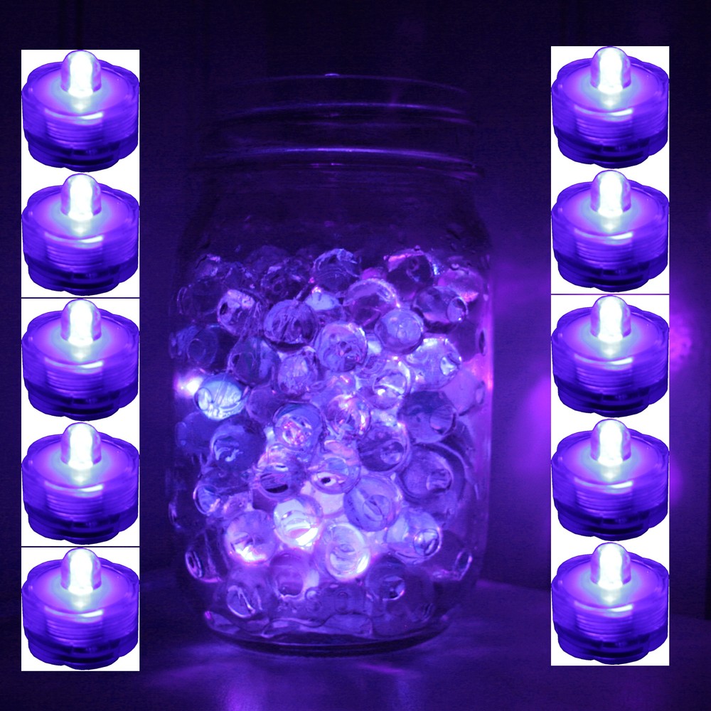 Set of 10 PURPLE Submersible Bright LED tea light wedding home decoration FREE S