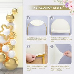 Ivory Wedding Arch Cover Set 3, 5FT/6.6FT/7.2FT Spandex Fitted Photo Booth