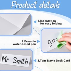 50 Pieces Dry Erase Name Tent Table Cards 5.8 x 7.9 Inches Non Adhesive Reusa…