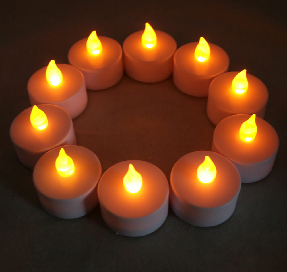 10 pcs AMBER Led Tea Light Flameless Battery Candles Wedding Party Romantic