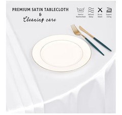 6 PACKS White 120″ inch Round SATIN Tablecloth WEDDING Events 5′ Ft table