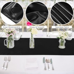 Aneco 12 Pack Satin Table Runner 12 x 108 Inch Black Long Wedding Satin Silk …