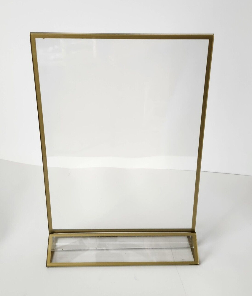 Acrylic Wedding Table Numbers Picture Frames, Clear Sign Holders Gold Trim