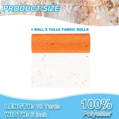 Tulle Fabric Rolls 6″ by 10 Yards Fabric Spool Tulle for DIY, Orange
