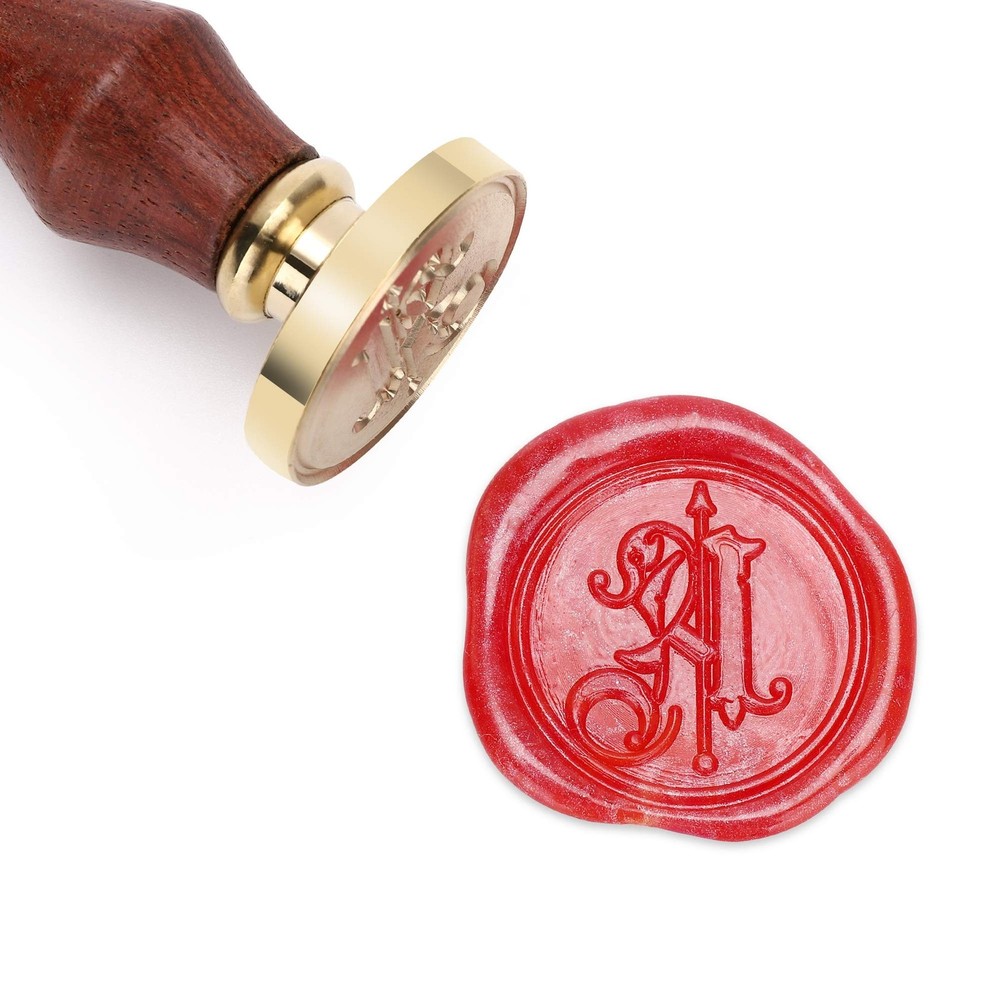 Mceal Wax Seal Stamp, Brass Seal with Wooden Handle, Victorian Letter A