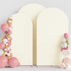 Portable Spandex Wedding Arch Cover Set in Ivory – 7.2FT, 6.6FT & 6FT for Events