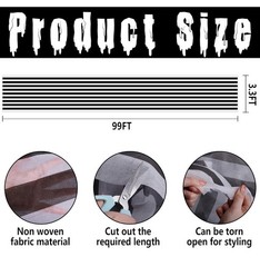 99×3.3ft Black and White Striped Gossamer Roll Halloween Sheer Gossamer Strip…
