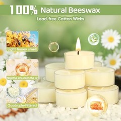 Pcs Beeswax Tea Light Candles-4 Hour Burn Time,100% Pure Natural 36 White