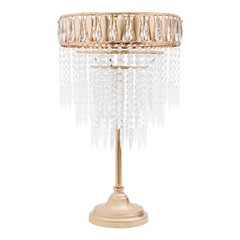 Gold Flower Stand with Hanging Crystal Strips 70cm Wedding Party Table Decor