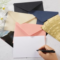 50 Pieces Shiny Envelopes with Gold Stickers for Wedding Invitation Cards, Gr…