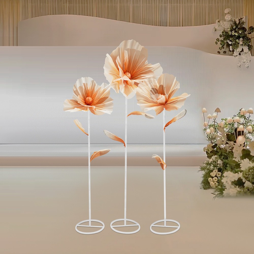 Giant Artificial Flower Decoration For Wedding Background Freestanding Set Of 3