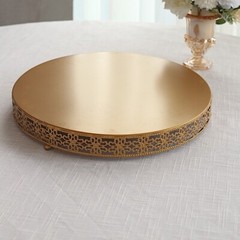 16 in Gold Metal Fleur De Lis Round CAKE STAND Dessert Display Pedestal Party