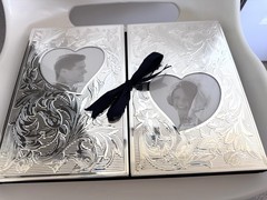 LENOX Silver-Plated Wedding Promises Double Heart Photo Album Holds 4 x 6 photos
