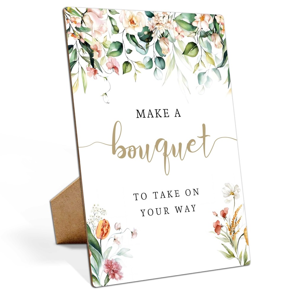Wildflower Bridal Shower Sign, Flower Bar Signage Party, 8×11 Wooden Sign w