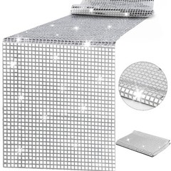 12 x 108 Inches Disco Party Table Runner Mirror Silver Table Cover 70s Disco …