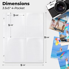 Dunwell 3.5×5 Photo Sleeves for 3-Ring Binder (3.5×5 Size Only), 25 Pack Album R
